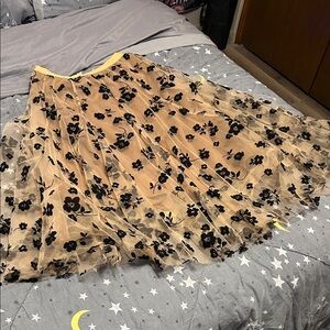 Wish Black Floral A-Line Skirt